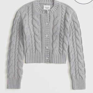Abercrombie & Fitch A&F Cable Short Cardigan Grey